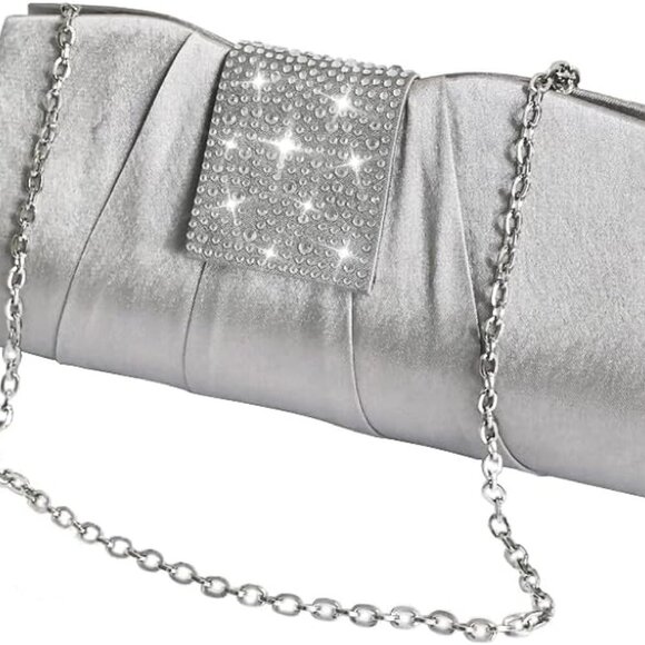 Satin Evening Clutch Purses for Women Formal Wedding Party Handbag Simple Classi - Picture 1 of 7